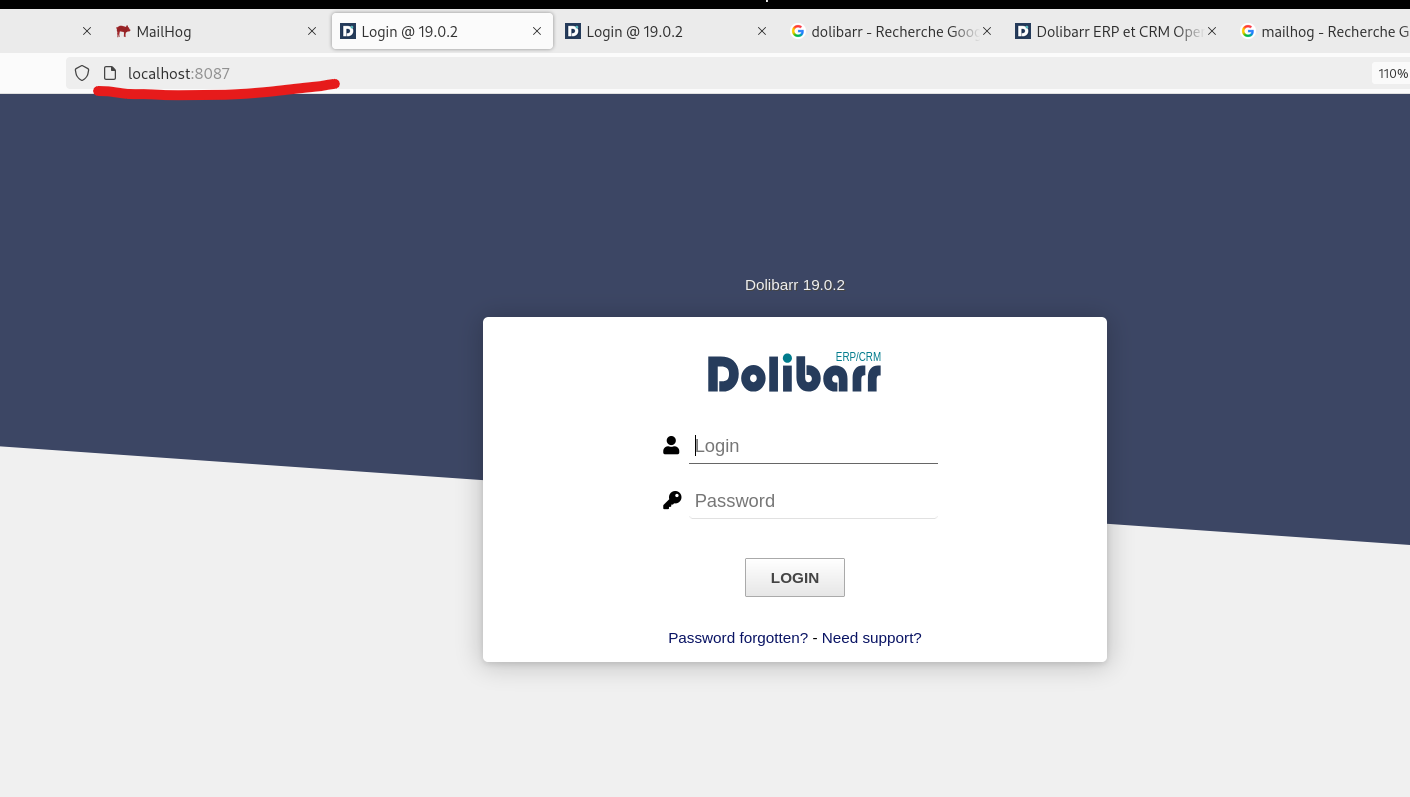 Écran de login Dolibarr