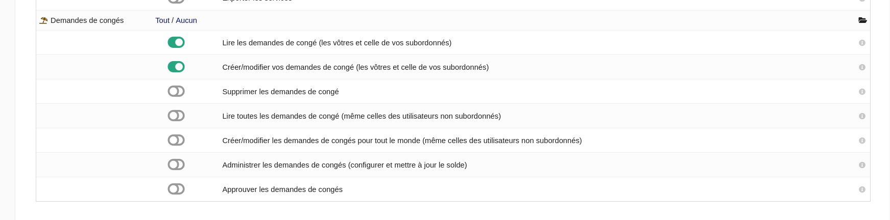 Paramétrage des congés