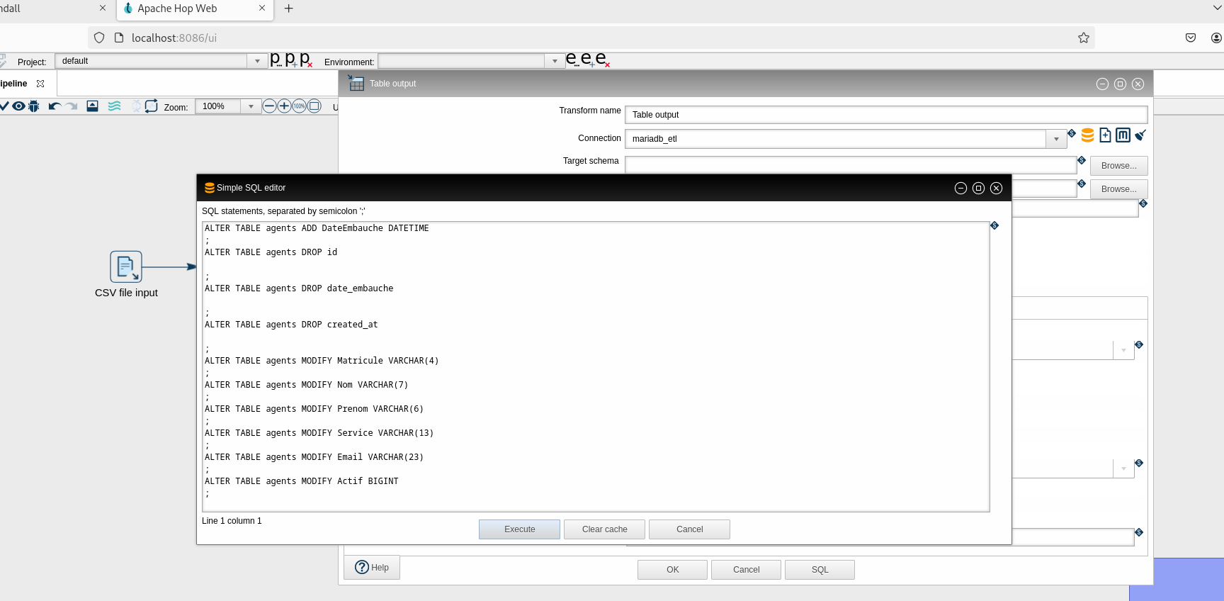 SQL editor Hop