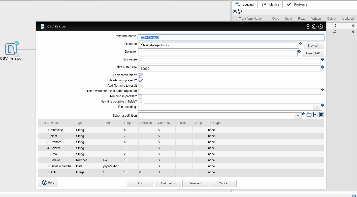 CSV file input