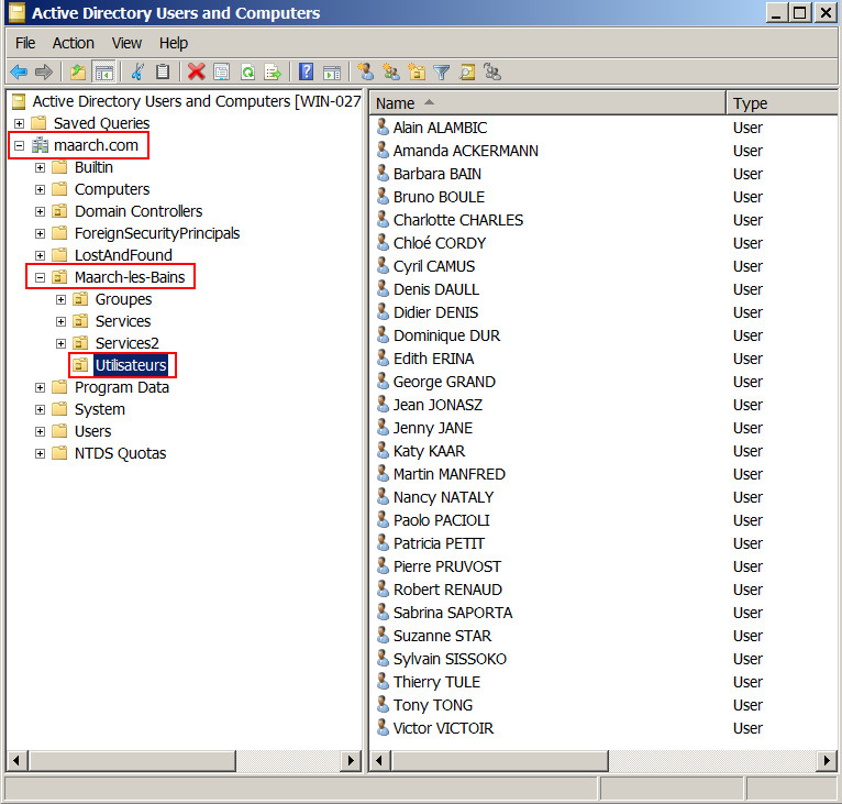 Active Directory – OU Utilisateurs