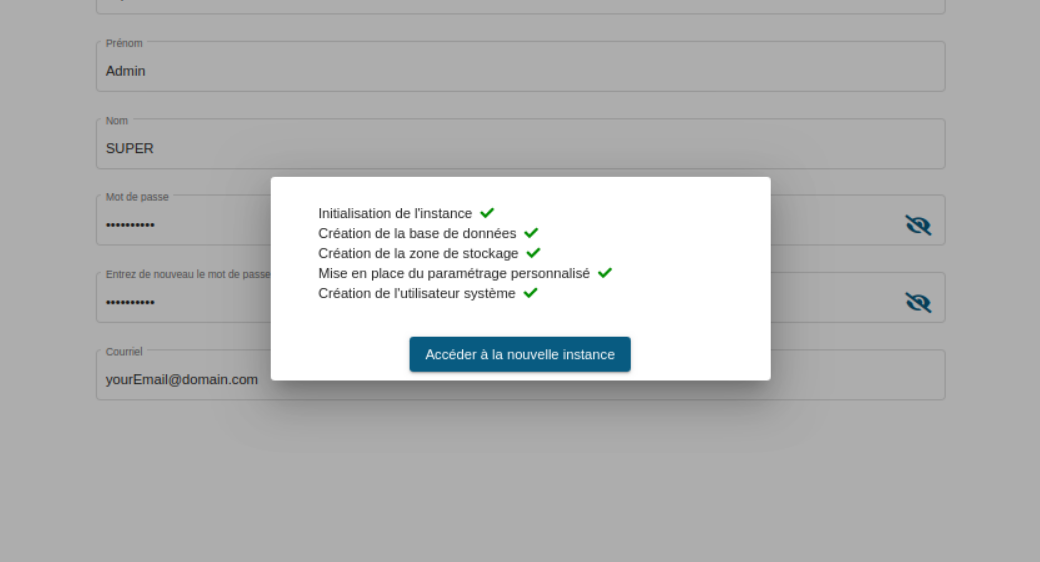 Initialisation de l’instance terminée